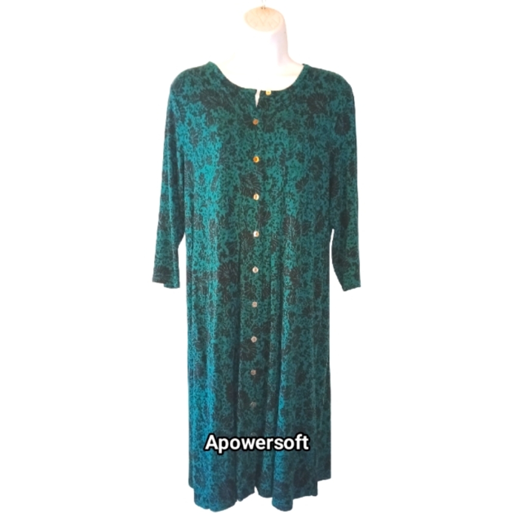Elegant Green Patterned Dress (0214)